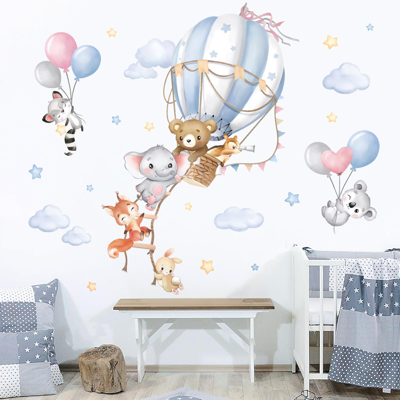 Wondever fox balloon decal provides friendly wall art for bedrooms and playrooms