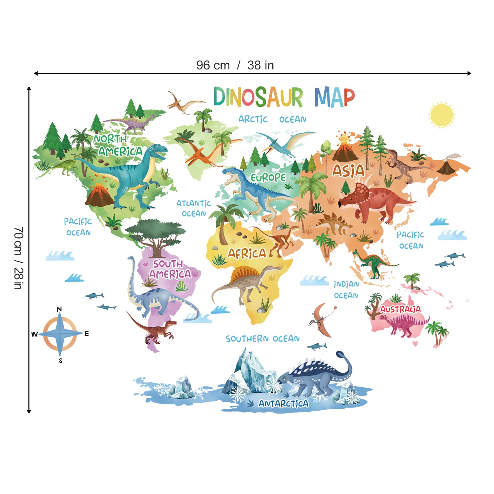 Wondever Kids room dinosaur map decor sparks imagination with bright visuals.