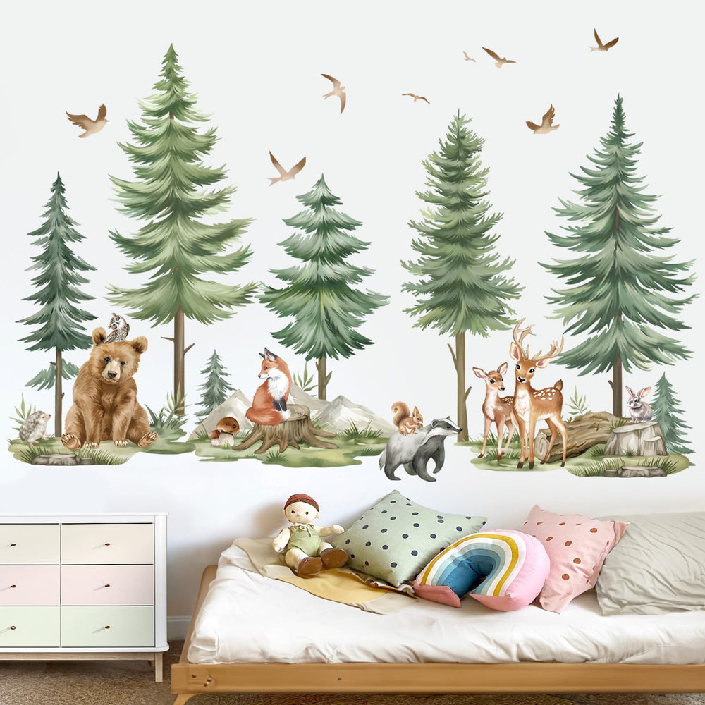 Wondever forest animals wall sticker set brings playful wildlife to baby nursery walls