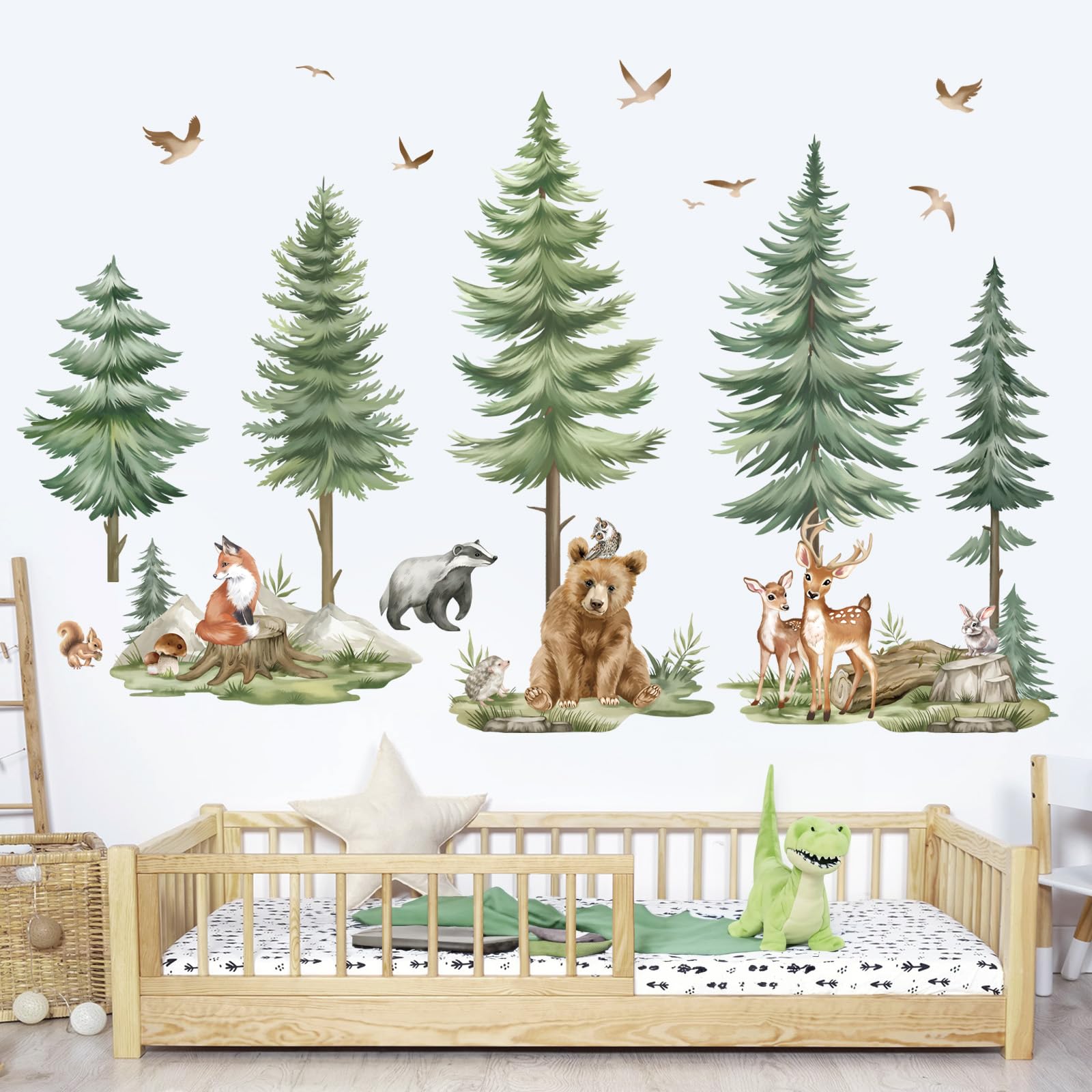 Wondever bear wall decal enhances imagination with woodland companions