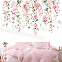 Wondever pink flowers nursery decor offers easy peel-and-stick setup.