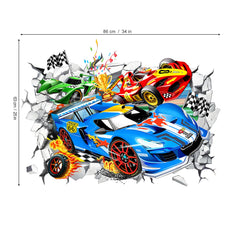Wondever racing car wall sticker ideal for boys rooms or playrooms.