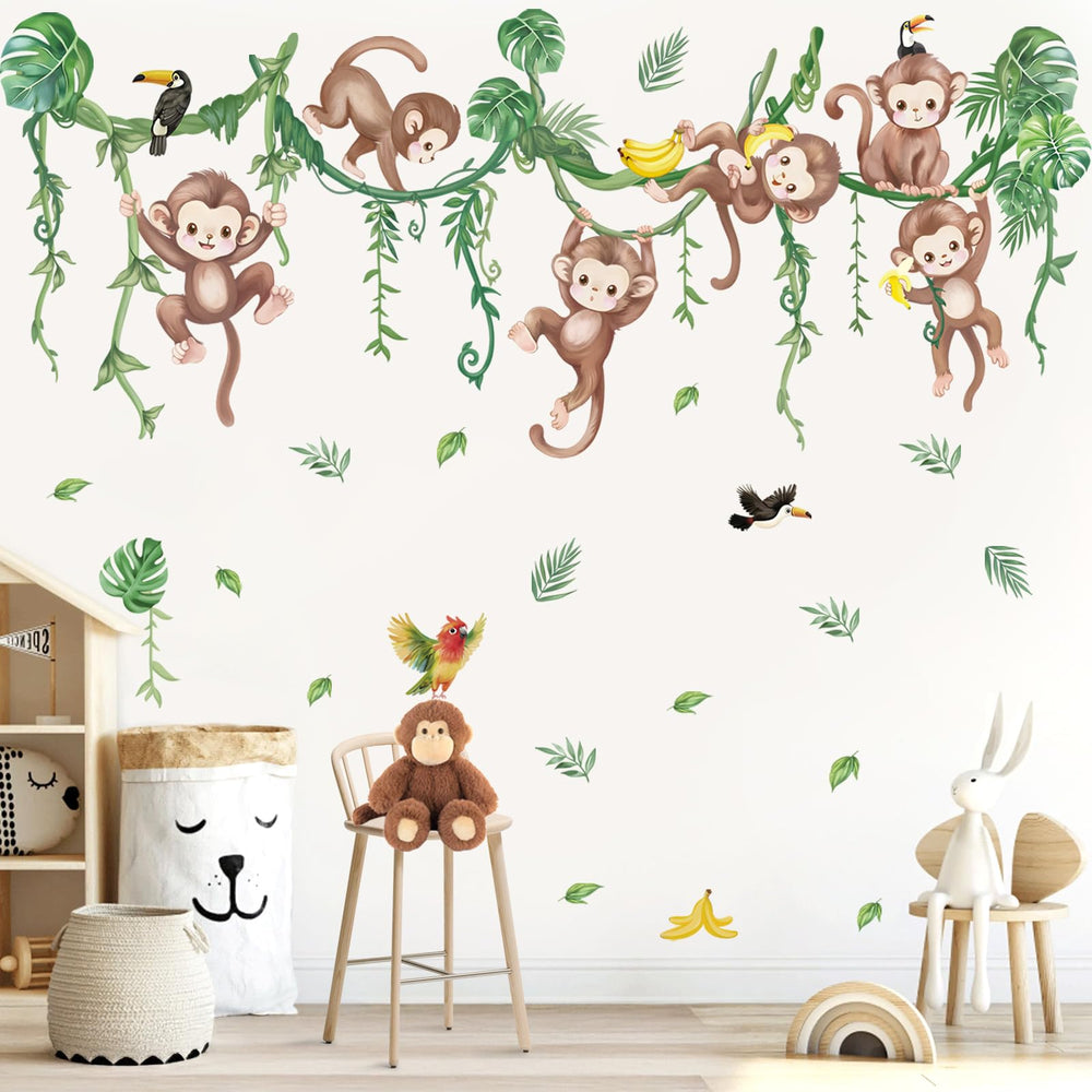 Wondever tropical leaves wall decal brightens living rooms with easy peel-and-stick setup.