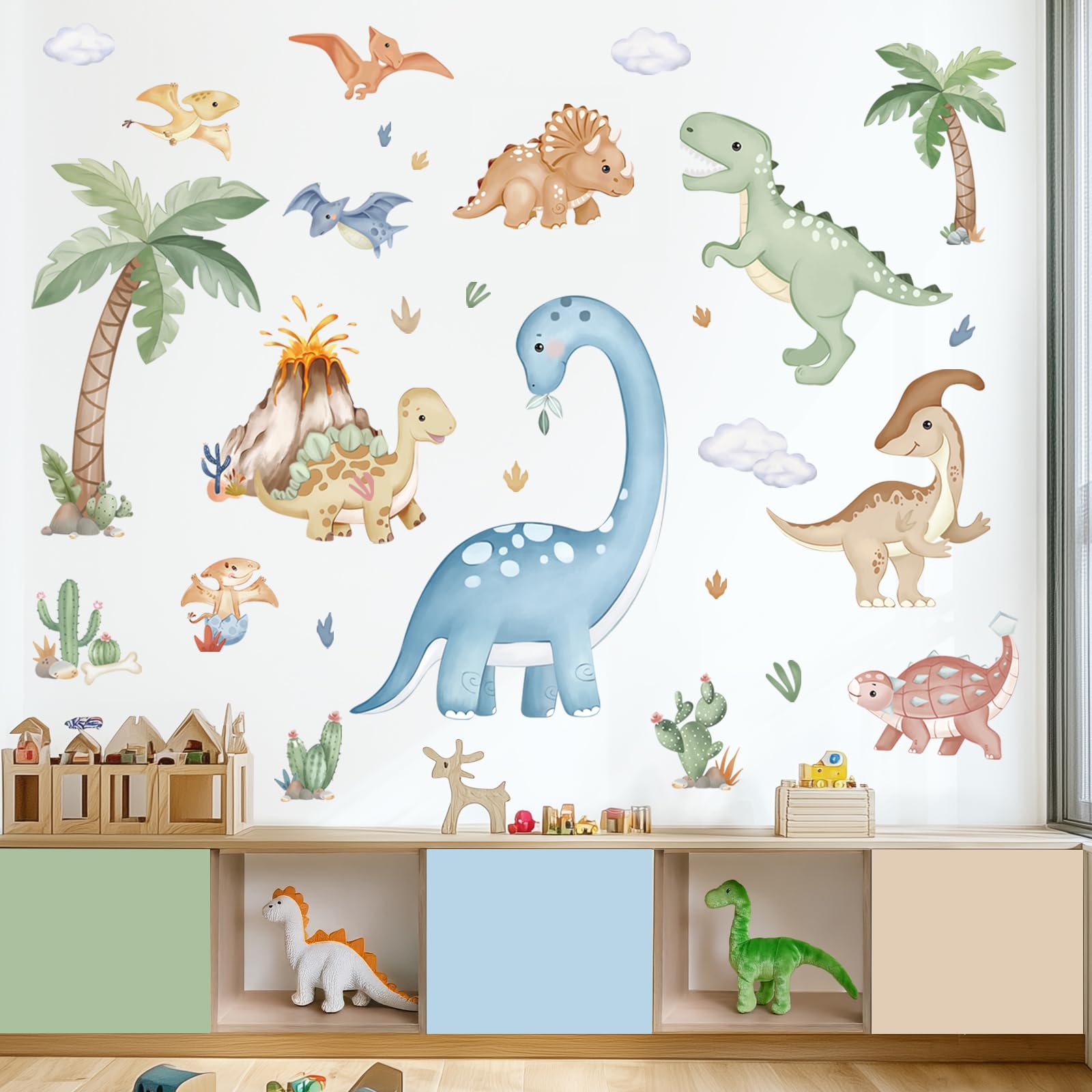 Wondever tropical plants wall stickers for colorful playroom ambience