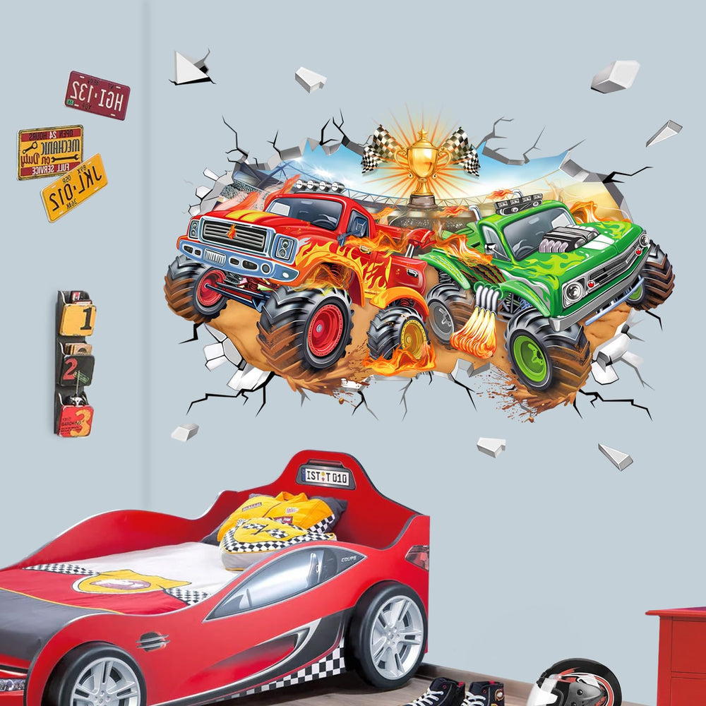 Wondever truck break-through wall decal creates energetic playroom accents