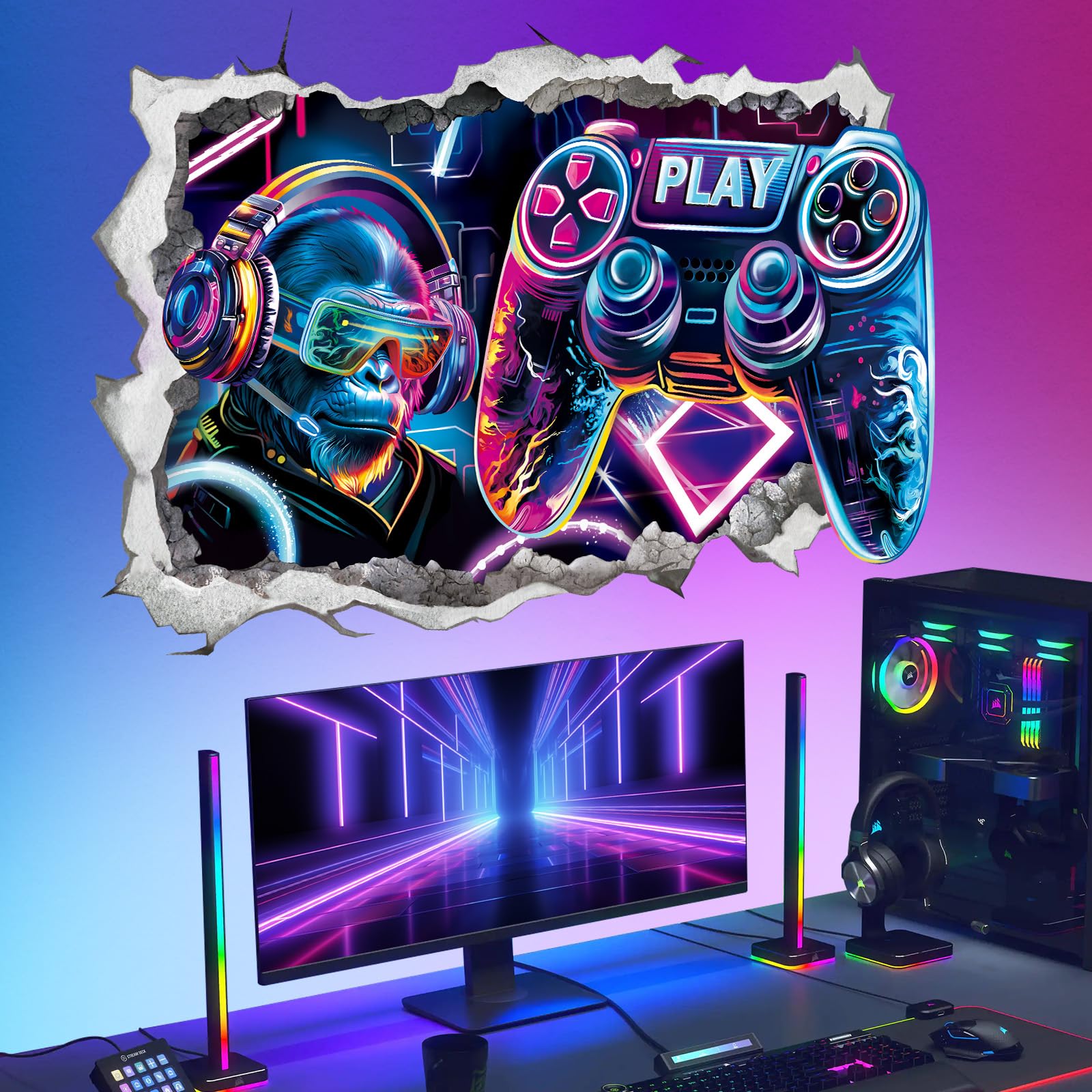 Wondever video game wall art decor adds vibrant playroom appeal