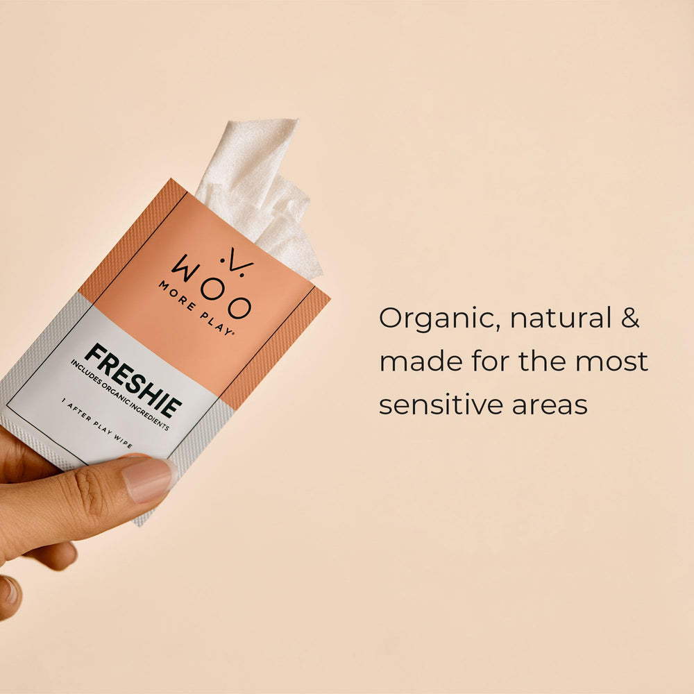 Woo More Play Freshies individually wrapped for discreet on-the-go use