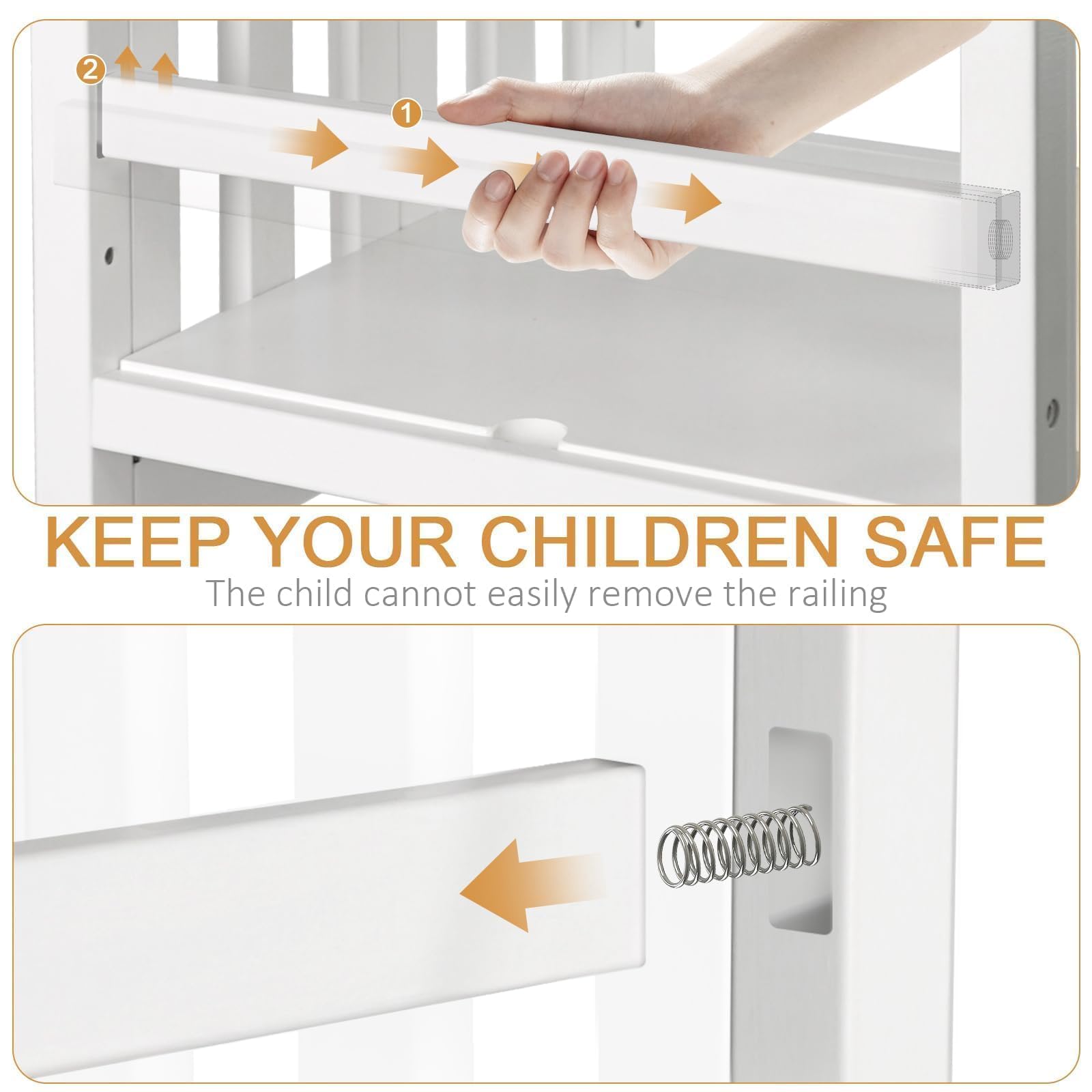 WOOD CITY foldable toddler standing tower safety rails prevent tipping during meals