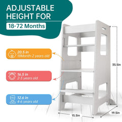 Height-adjustable platform grows with your child from 12.6 to 20.5 inches.