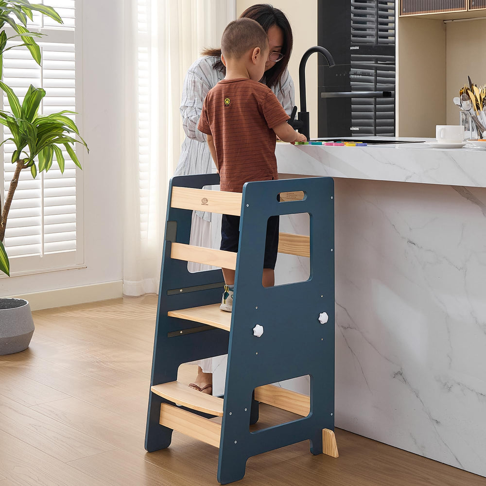 WOOD CITY Kitchen Step Stool safety rail provides extra security