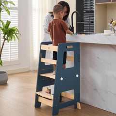 WOOD CITY Kitchen Step Stool safety rail provides extra security