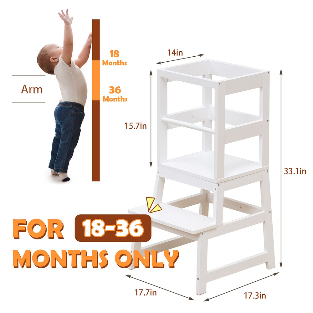 WOOD CITY learning stool railings closeup highlighting safe design and growth-friendly use