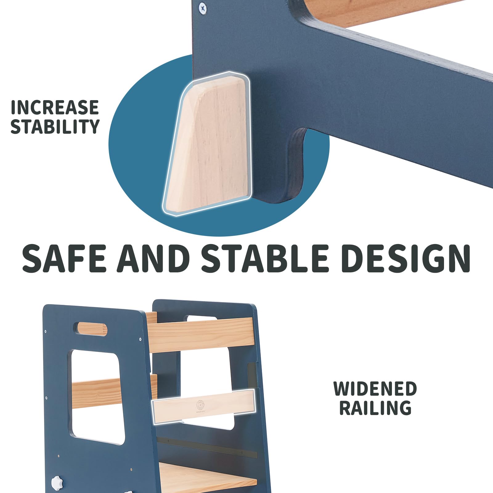 WOOD CITY Learning Tower removable platform for quick height changes