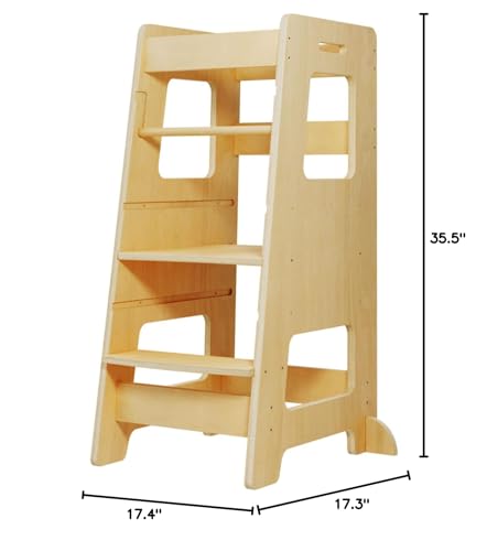 Wood City non-slip base pads keep the stool steady on smooth floors.