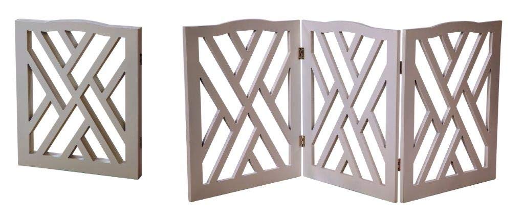 Wood Curves CrissCross gate folded flat for storage and travel
