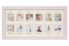 WOOD SIDE ORBIS frame with beige-pink mat for monthly baby photos