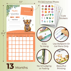 Woodamore Baby Calendar 13-month book open pages for documenting the first year