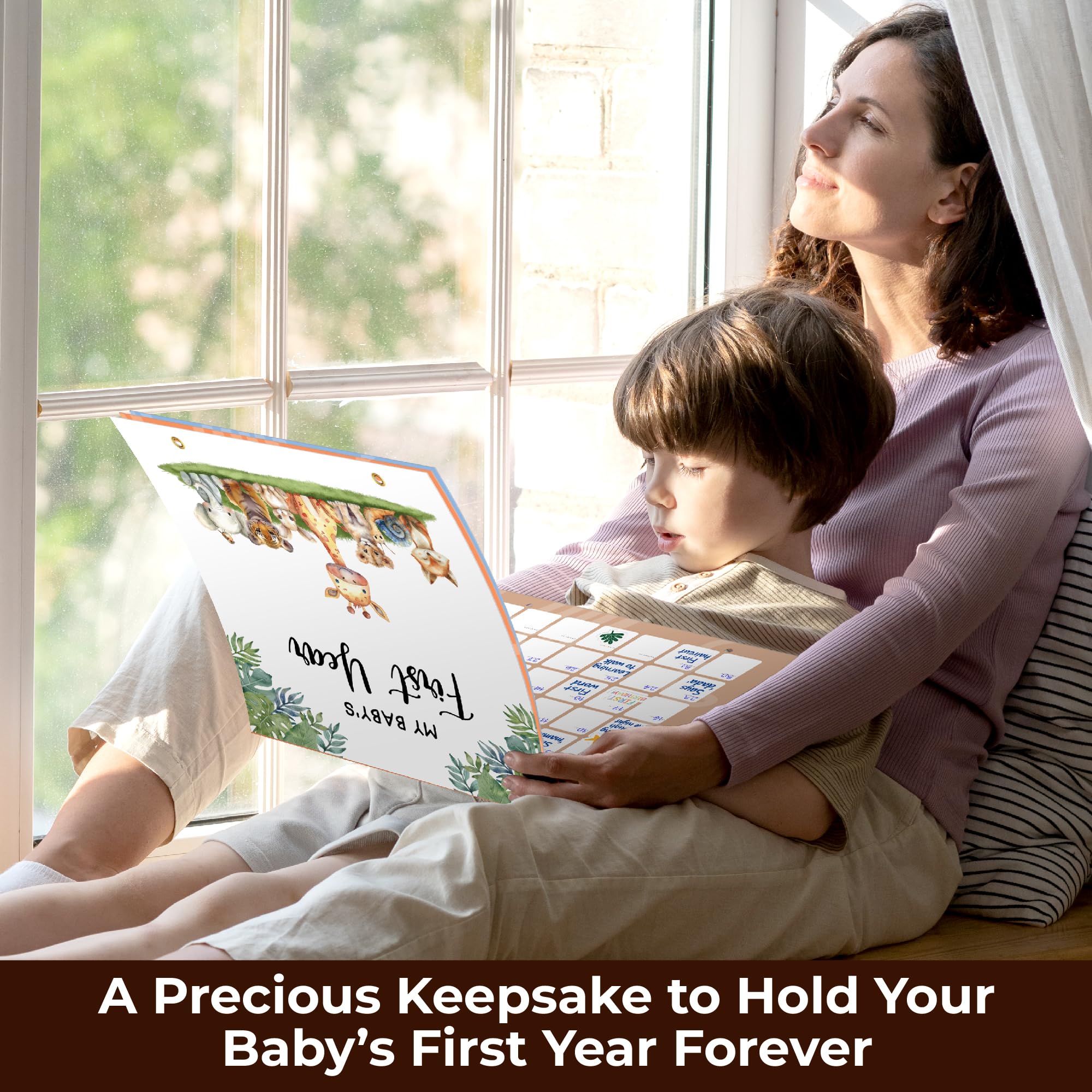 Woodamore memory calendar inside pages guide milestones from newborn to toddler