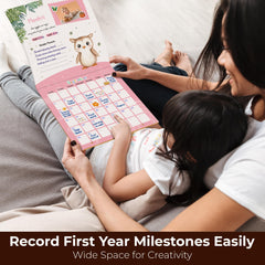 Woodamore sticker set showing milestones with colorful labels for quick journaling