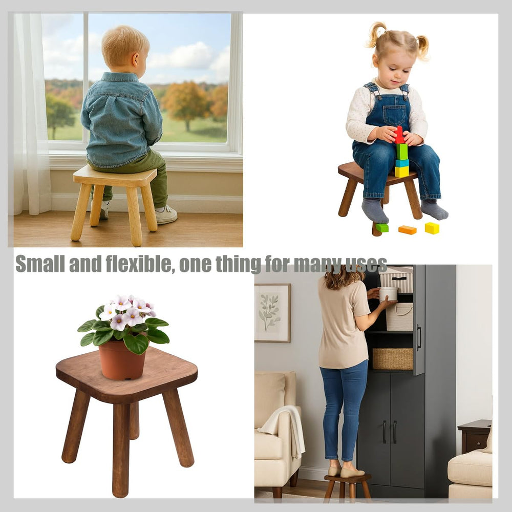 Classic sandalwood-colored wooden step stool for any room