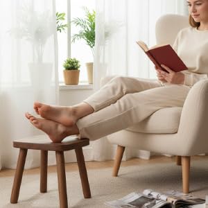 Stable wooden stool adaptable to kitchen, entry, living room, and bathroom