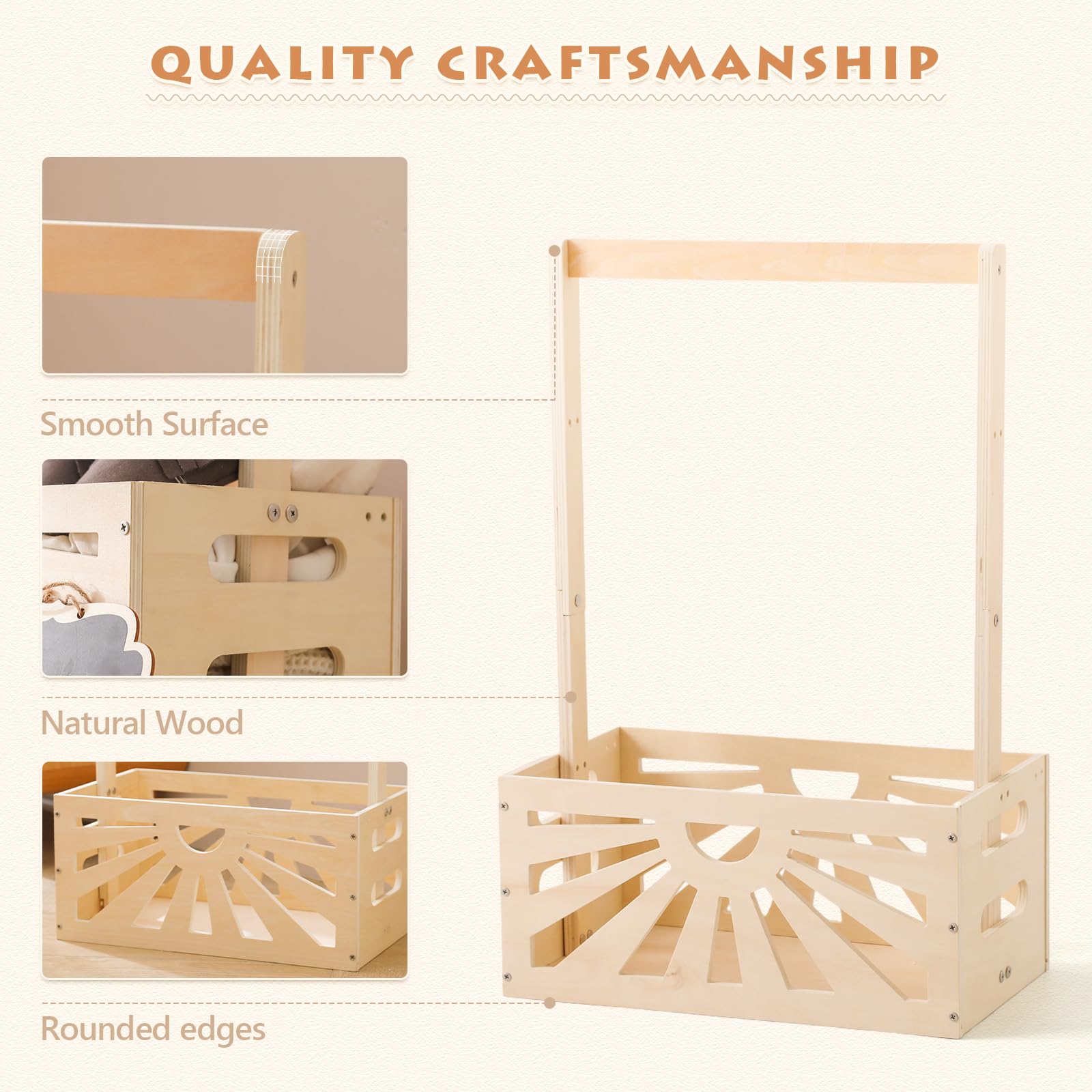 Wooden Teether dual function hanger and storage for a clutter free baby space