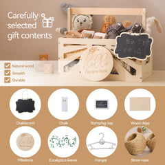 WOODEN TEETHER hanging rack and hangers for stylish display and extra storage.