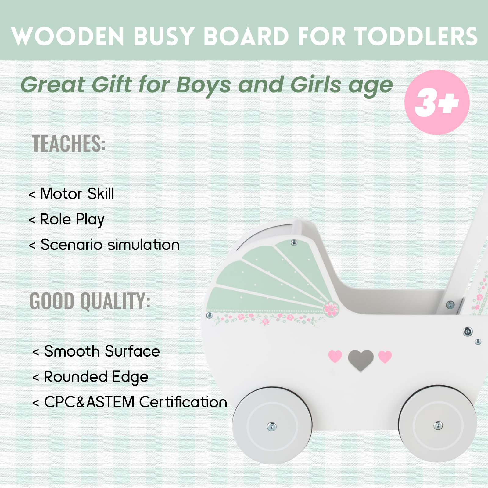 WOODENFUN walker wheels rubber edges protect floors and glide quietly