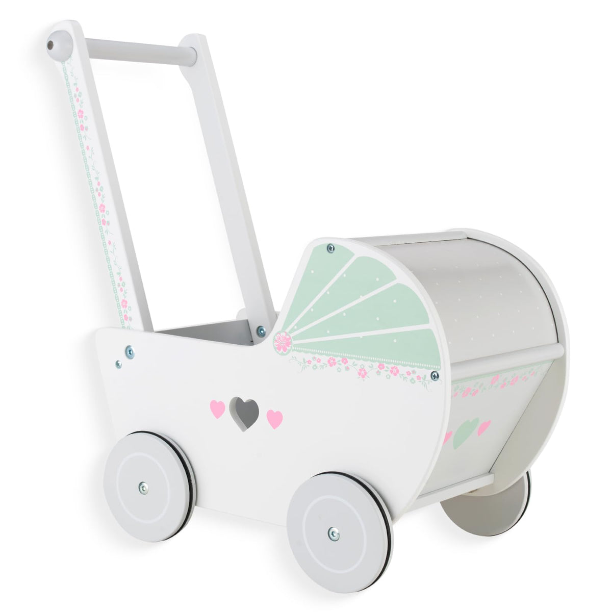 WOODENFUN wooden baby push walker front view shows sturdy craft and smooth rolling