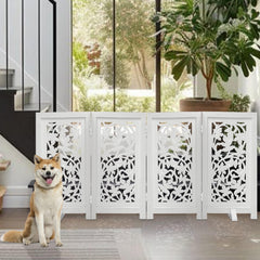 Woodify 56x28 inch gate fits wide openings without permanent fixtures.