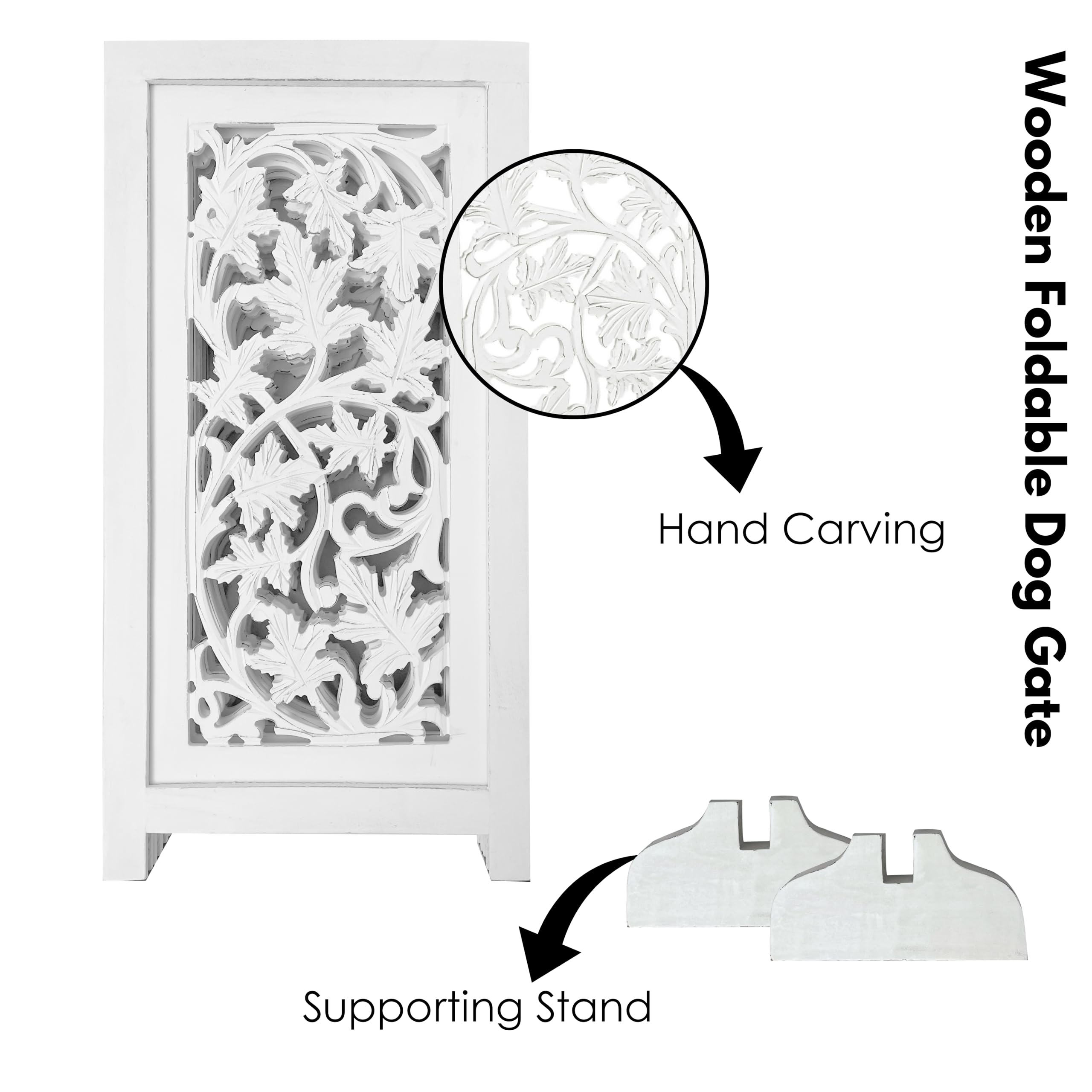 Woodify foldable dog gate for easy setup and storage.