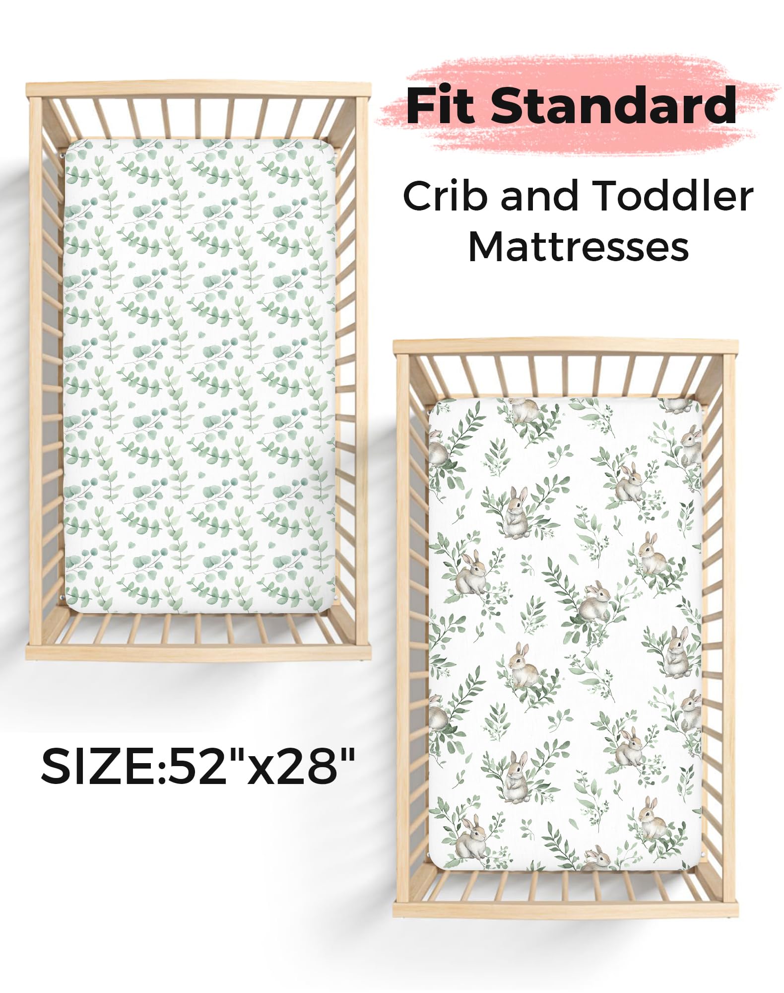 Woodiville 2-pack crib sheets in package, ready for quick laundry rotation