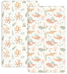 Woodiville Aqua Wonders crib-sheets-2pack offer stability for baby's sleep