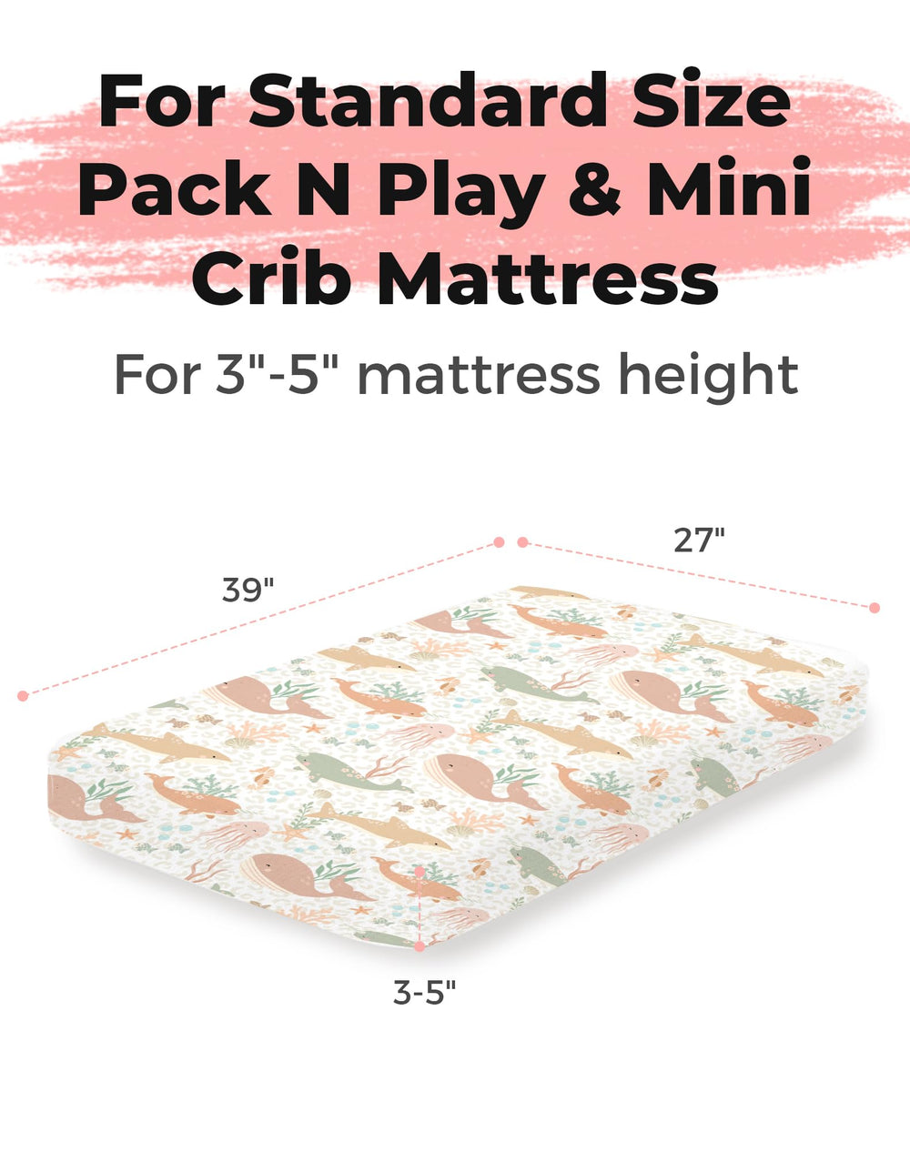 Woodiville Aqua Wonders ocean pattern sheet provides breathable comfort for naps.