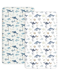 Woodiville Aquatic Adventures fitted crib sheet 28x52 for crib bedding and toddler mattresses