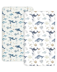 Woodiville Aquatic Adventures pack n play sheets pattern, soft and breathable.