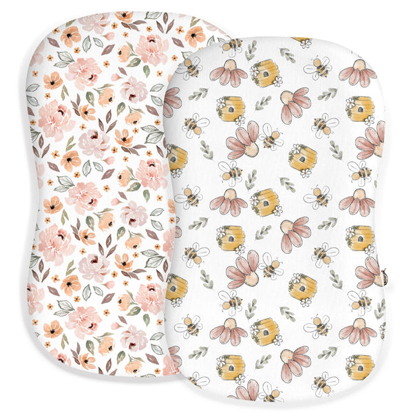 Woodiville baby lounger cover 2-pack showing soft, breathable fabric for a cozy nursery.