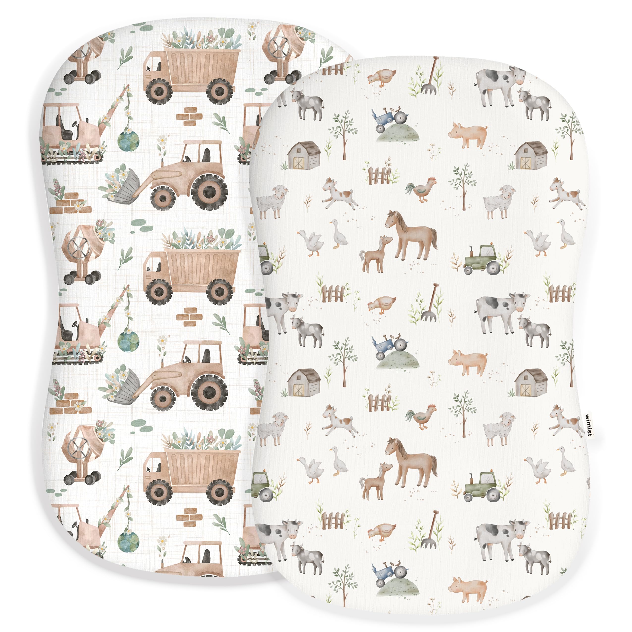 Woodiville baby lounger cover with little-farm pattern for soft naps