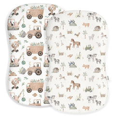 Woodiville baby lounger cover with little-farm pattern for soft naps