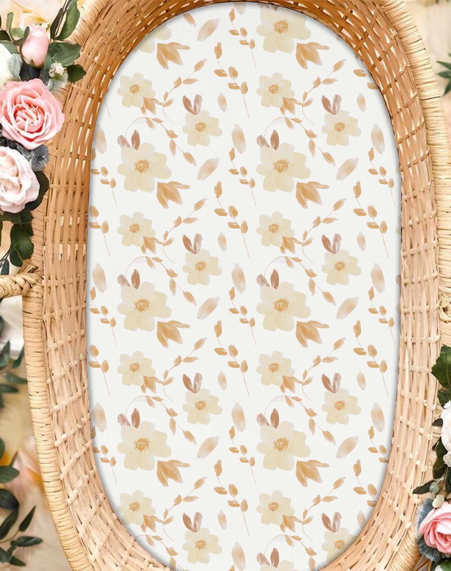Woodiville Bassinet Sheets Honeybee Dreams close-up of fine-knit texture