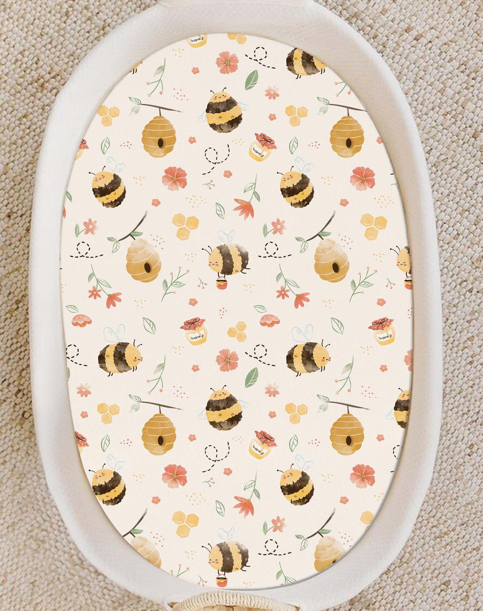 Woodiville Bassinet Sheets Honeybee Dreams ideal for nursery use and everyday care