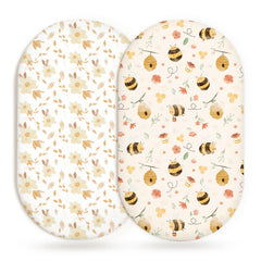 Woodiville Bassinet Sheets Honeybee Dreams soft-knit fabric for baby's comfort