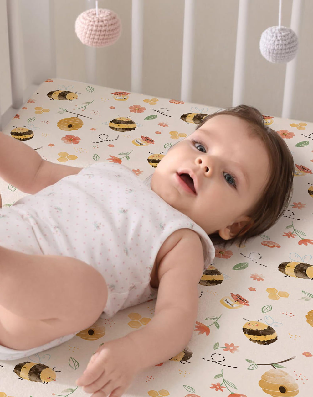 Woodiville Bee Happy crib sheets suit any nursery decor.