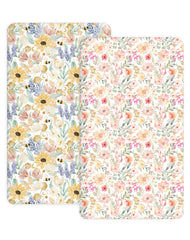 Woodiville crib sheets 2-pack with elastic band for a snug, secure fit.