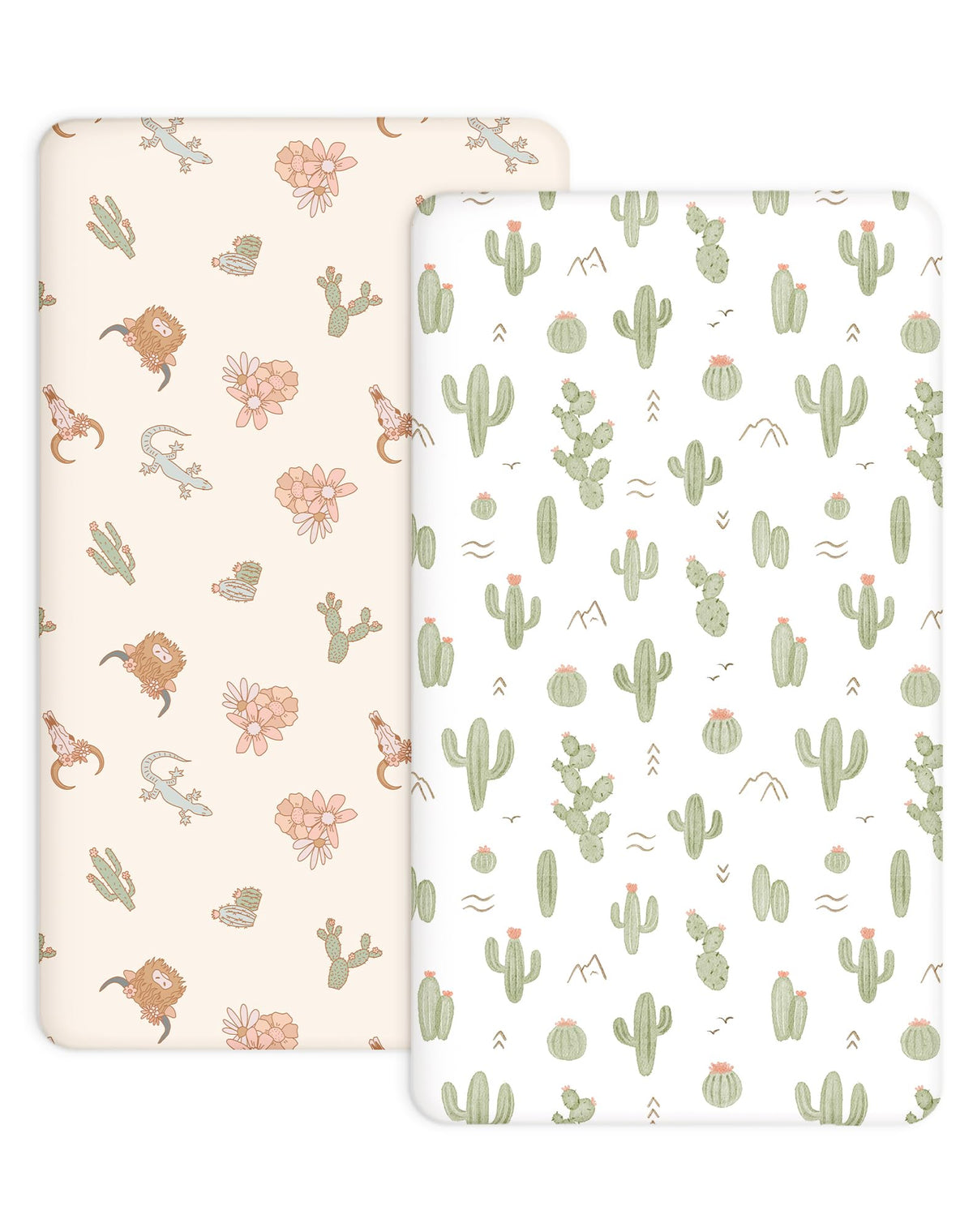 Woodiville Crib Sheets Cactus Cozy packaged for quick nursery setup.