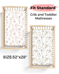 Woodiville crib sheets elastic-edge view highlighting secure fit during baby movement