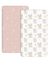 Woodiville Elephant Dream crib sheets pack: cozy set for nursery play and sleep