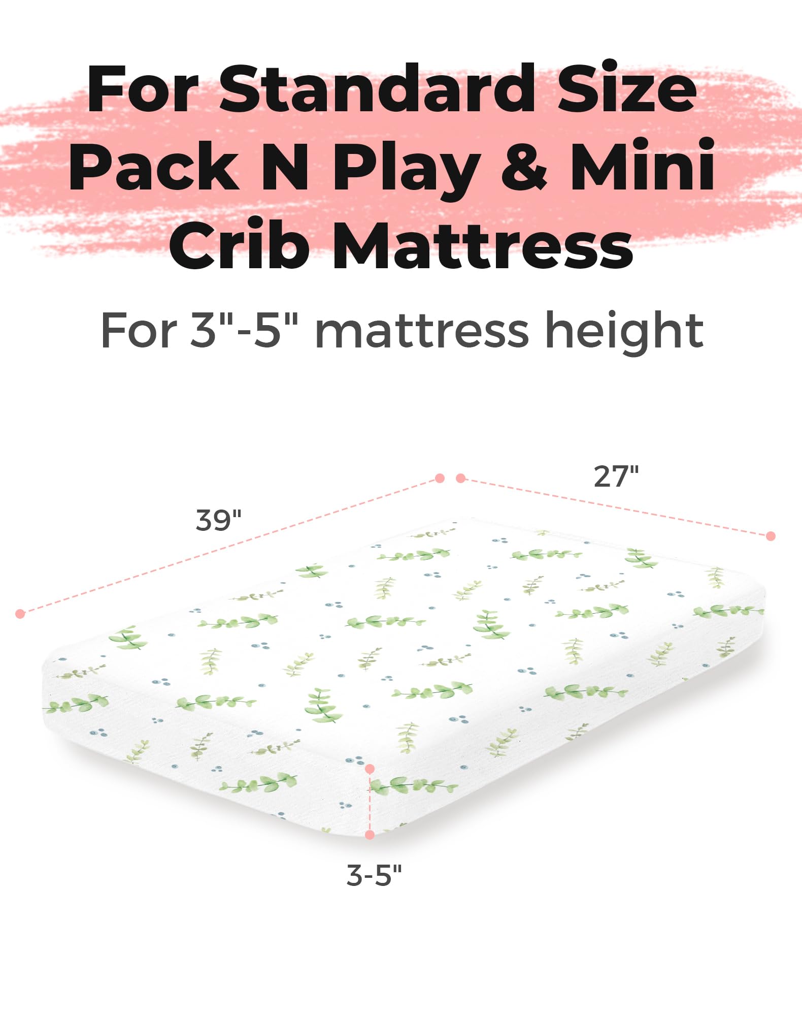 Woodiville fitted mini crib sheets Desert Green fit standard playards for a smooth surface.