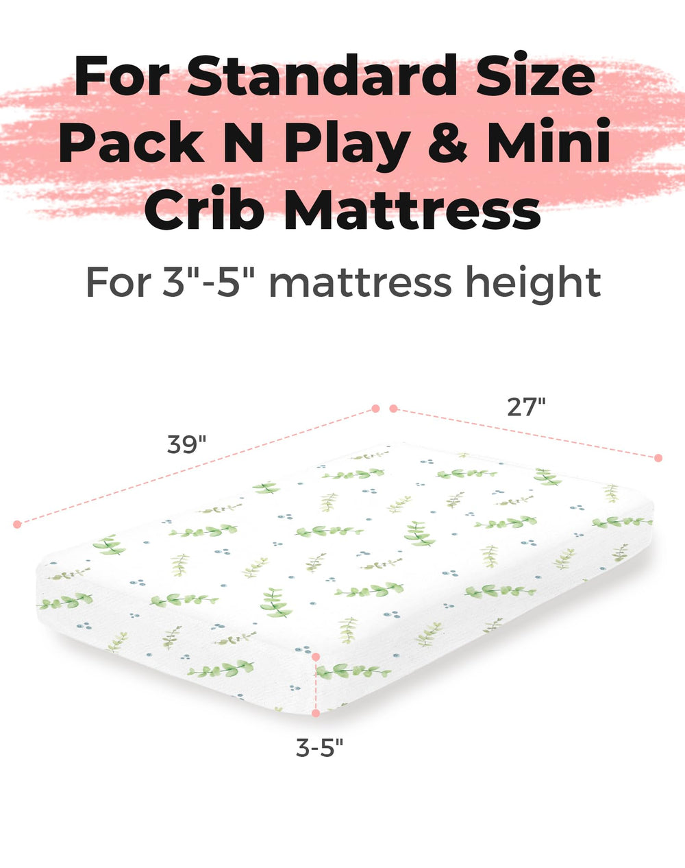 Woodiville fitted mini crib sheets Desert Green fit standard playards for a smooth surface.