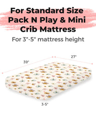 Woodiville jersey knit mini crib sheets offering breathable stretch.